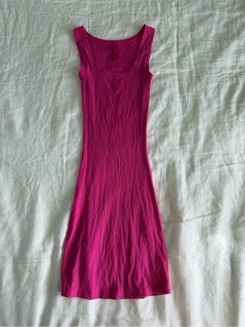 Skims pink ribbed mini dress